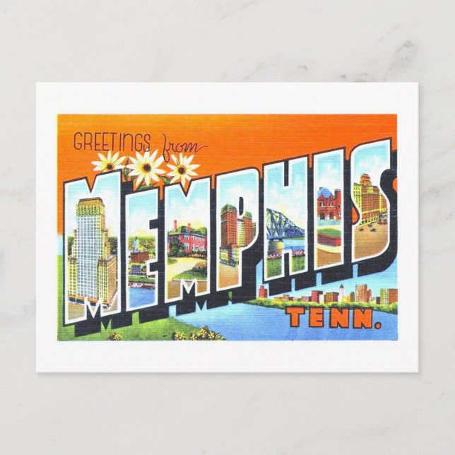 Vintage Grüße von Memphis, Tennessee Postkarte (Vorderseite)