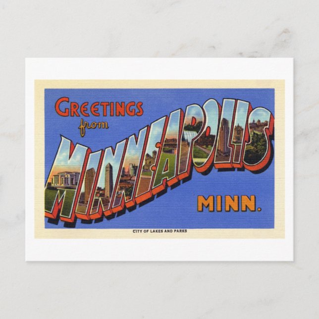 Vintage Grüße von Minneapolis, Minnesota Postkarte (Vorderseite)