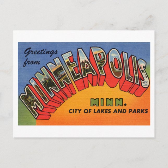Vintage Grüße von Minneapolis, Minnesota Postkarte (Vorderseite)