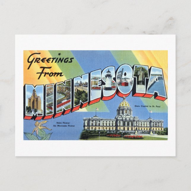 Vintage Grüße von Minnesota Reiseplaner Postkarte (Vorderseite)