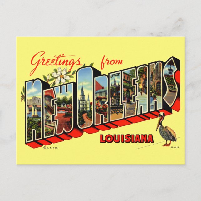 Vintage Grüße von New Orleans Postkarte (Vorderseite)
