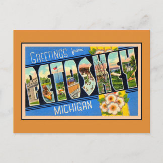 Vintage Grüße von Petoskey Michigan Postkarte
