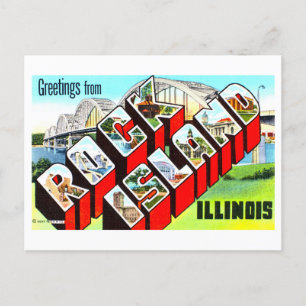Vintage Grüße von Rock Island, Illinois, Postkarte
