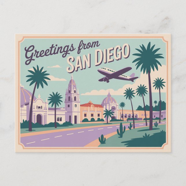 Vintage Grüße von San Diego Classic Retro Postkarte (Vorderseite)