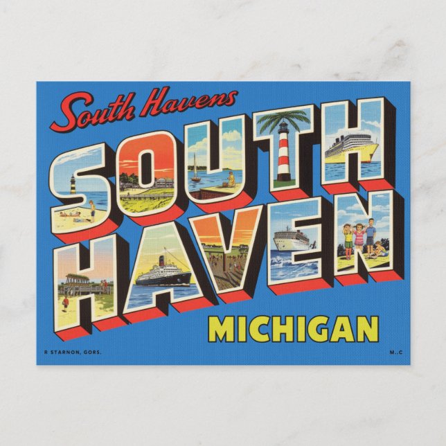 Vintage "Grüße von South Haven, Michigan" Postkarte (Vorderseite)