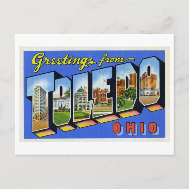 Vintage Grüße von Toledo, Ohio Postkarte (Vorderseite)