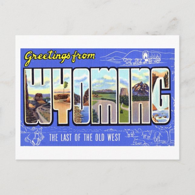 Vintage Grüße von Wyoming Postkarte (Vorderseite)