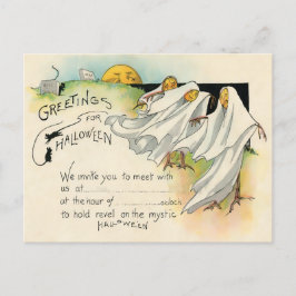 Vintage Grüße zu Halloween - Einladung Postkarte