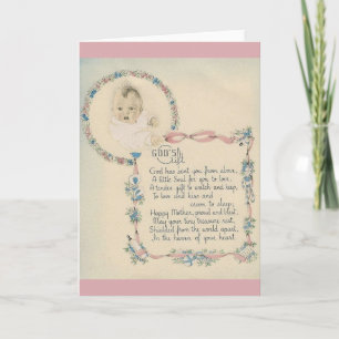 Vintage Grußkarte des neuen Babygottes Karte