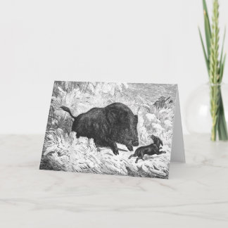 Vintage Grusskarte für Wildschweine Karte
