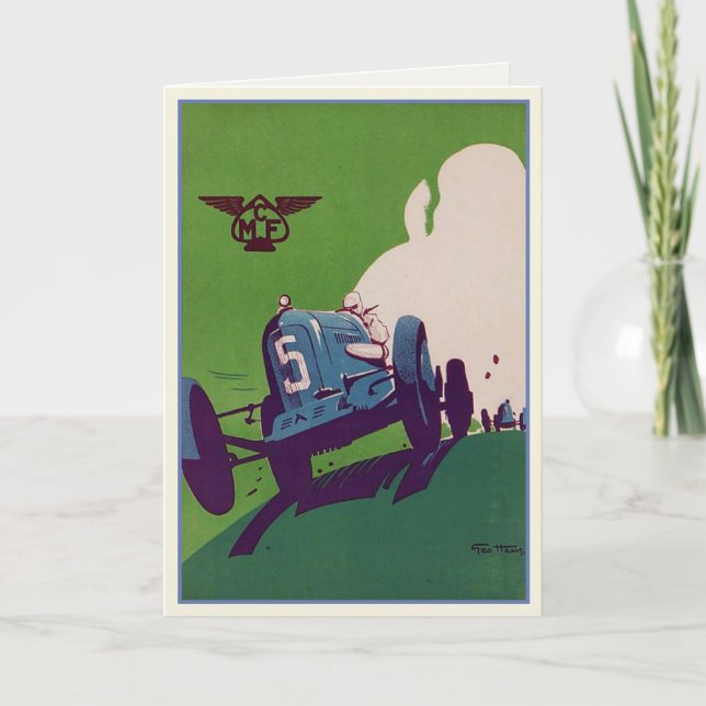 Vintage Grußkarte mit Altwagen Karte (Vorderseite)