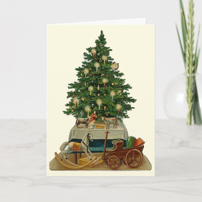 Vintage Grußkarte "Weihnachtsbaum" Feiertagskarte (Vorderseite)