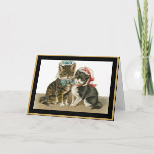 Vintage Grußkarten Katzen Mit Hüten Karte
