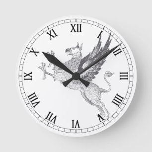 Vintage Gryphon Briefbeschwerer-Linie Kunst Runde Wanduhr