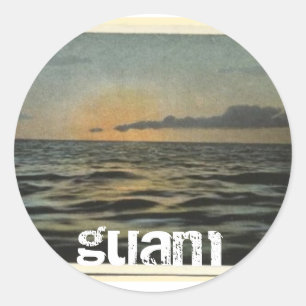 Vintage Guam Sonnenuntergang Runder Aufkleber