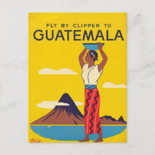 Vintage Guatemala Reisefluglinienplakat Clipper Postkarte