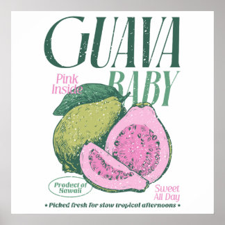 Vintage-Guave Baby-Produkt aus Hawaii Retro-Küche Poster