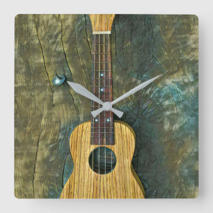 Vintage guitar artwork quadratische wanduhr