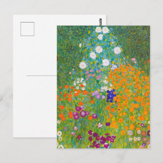 Vintage-Gustav-Klimt-Häuslicher-Garten-Blumenkunst Postkarte