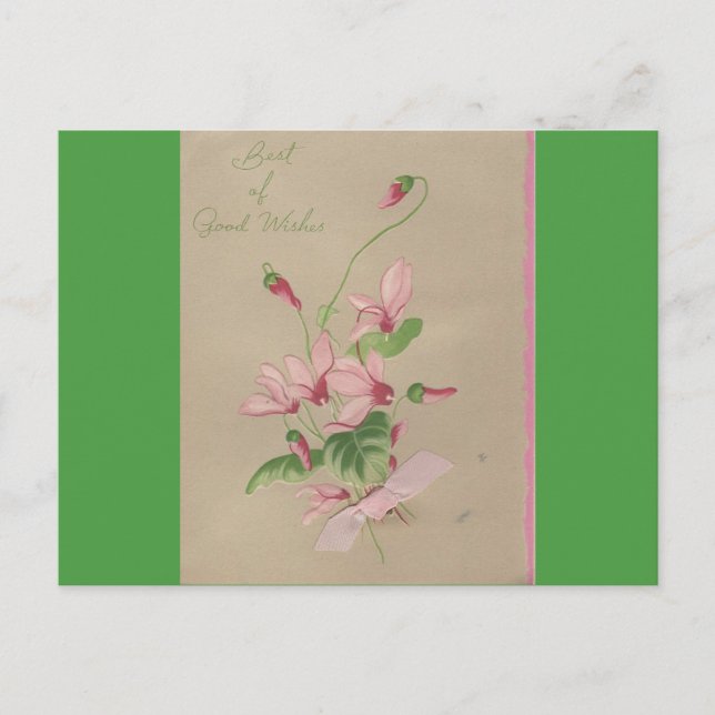 Vintage "gute Wünsche" mit Blume Postkarte (Vorderseite)