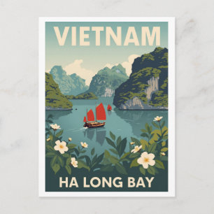 Vintage Ha Long Bucht Postkarte