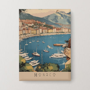 Vintage-Hafen von Monaco Reise Szene Benutzerdefin Button