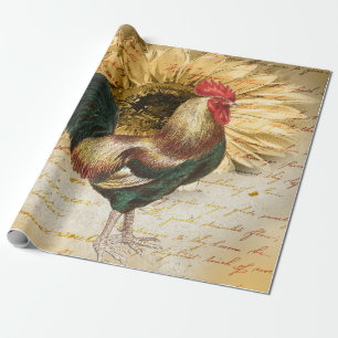 Vintage Hahn Ephemera Decoupage Geschenkpapier