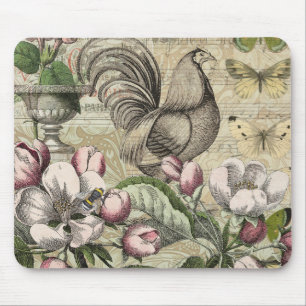 Vintage Hahn Garten Collage Kunst: Französische La Mousepad
