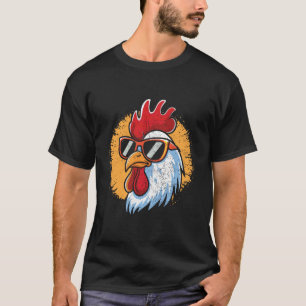 Vintage Hahn Huhn mit Sonnenbrille Lustiger Bauern T-Shirt
