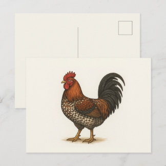 Vintage Hahn Postkarte | Farmhouse Hühner Kunst