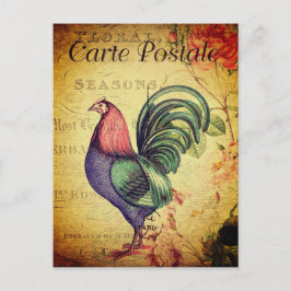 Vintage-Hahn-Postkarte im Geldstil Postkarte