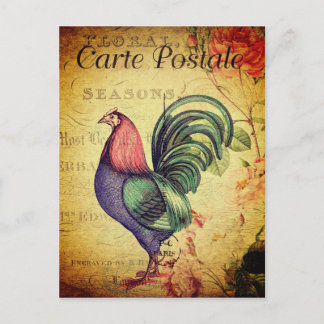 Vintage-Hahn-Postkarte im Geldstil Postkarte