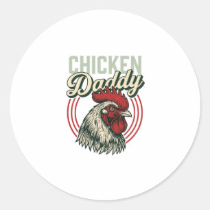 Vintage-Hähnchen-Daddy-Hahn-Shirt-Design_1 Runder Aufkleber