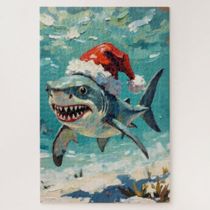 Vintage-Hai mit Weihnachtsmannmütze Weihnachtskuns