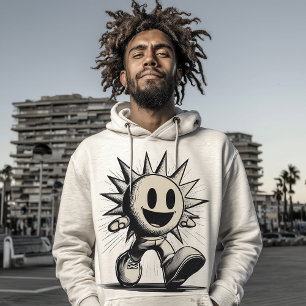 Vintage Halftone-Sonnen-Charakter – Retro-Positiv Hoodie