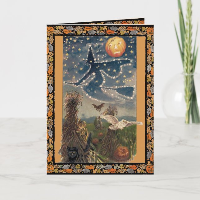 Vintage Halloween-Abendkarte Karte (Vorderseite)