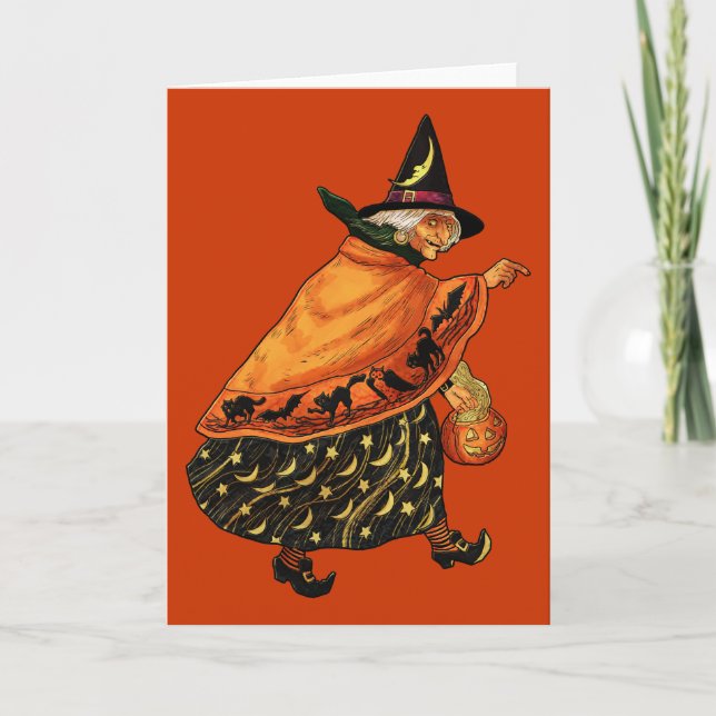 Vintage Halloween-Altzechse Karte (Vorderseite)