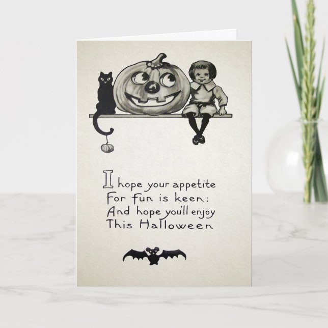 Vintage Halloween Appetitkarte Feiertagskarte (Vorderseite)