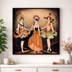 Vintage-Halloween-Art-Deco-Flapper-Plakat 1920er Poster