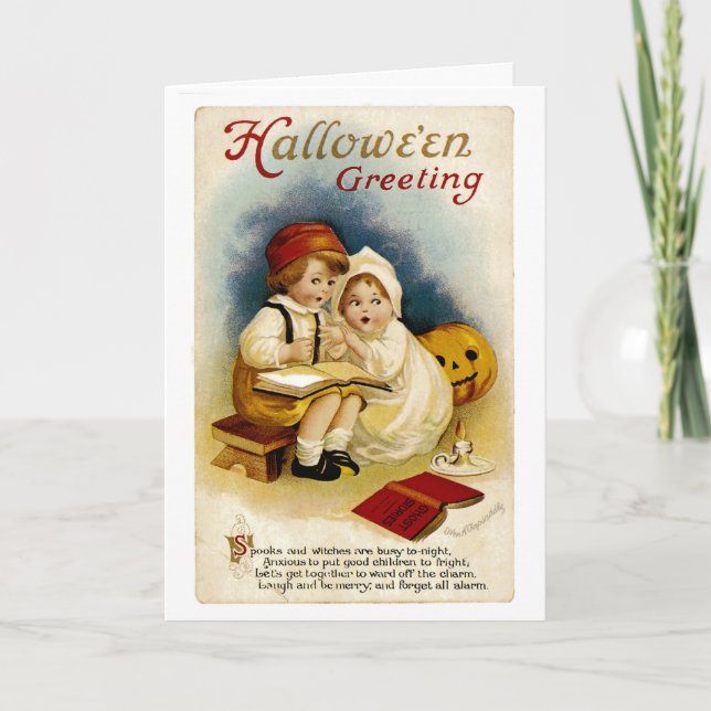 Vintage Halloween-Begrüßung Karte (Vorderseite)