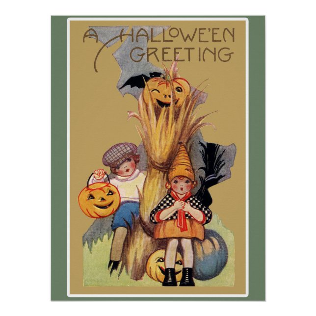 Vintage Halloween-Begrüßung Poster (Vorderseite)