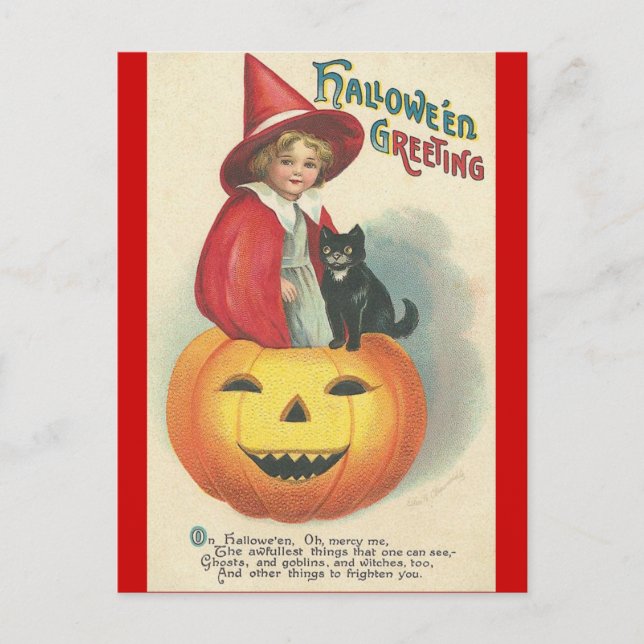 Vintage Halloween-Begrüßung Postkarte (Vorderseite)