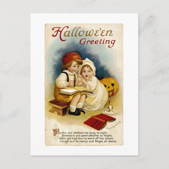 Vintage Halloween-Begrüßung Postkarte (Vorderseite)