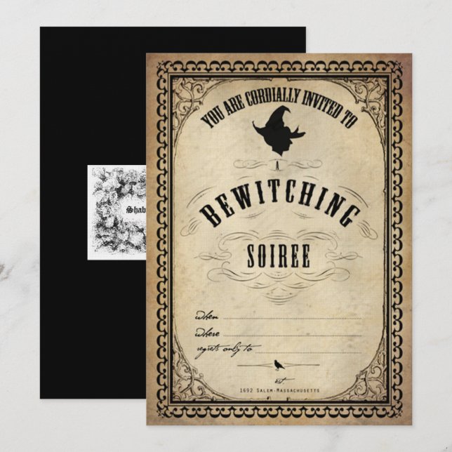Vintage Halloween Bewitching Soiree Einladung (Vorne/Hinten)