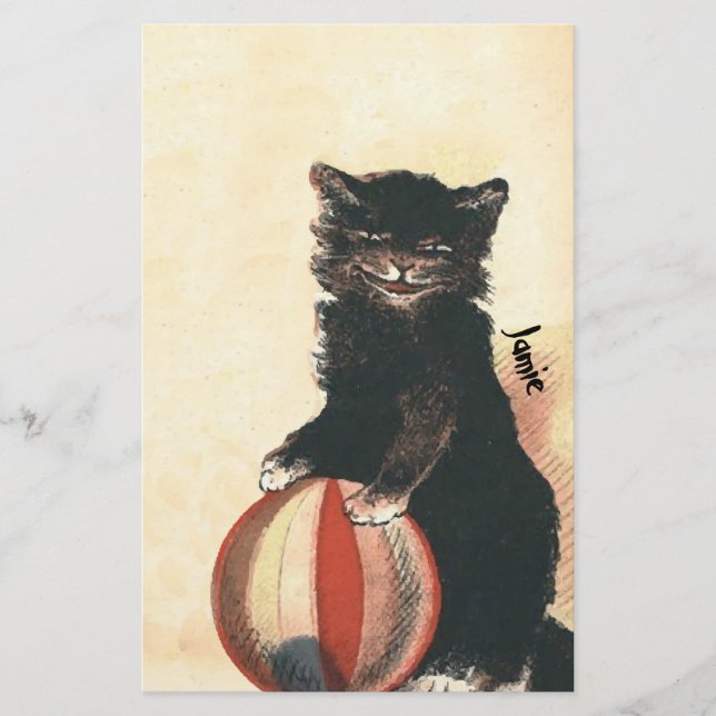 Vintage HALLOWEEN Black Cat Briefpapier (Vorderseite)