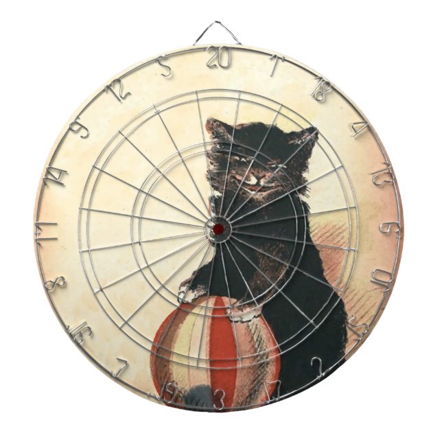 Vintage HALLOWEEN Black Cat Dartscheibe (vorne)