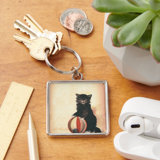 Vintage HALLOWEEN Black Cat Schlüsselanhänger (Schreibtisch)
