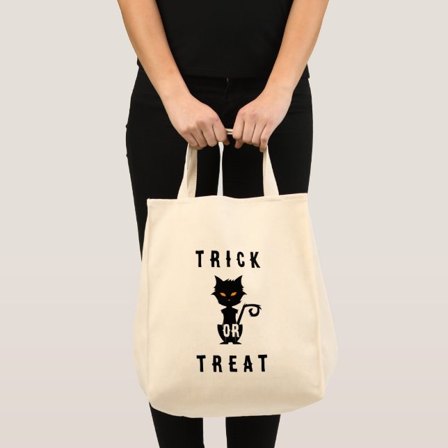 Vintage HALLOWEEN Black Cat Tragetasche (Vorderseite (Produkt))