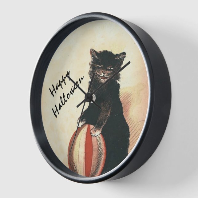 Vintage HALLOWEEN Black Cat Uhr (Winkel)