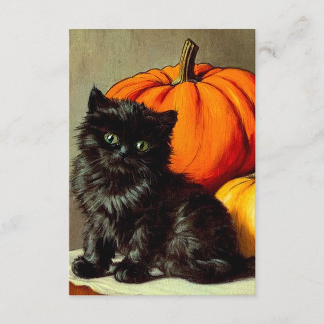 Vintage Halloween Black Cat und Pumpkins Begleitkarte (Vorderseite)